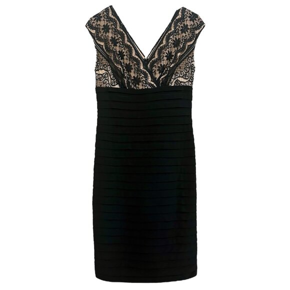 Andre Oliver Black Lace Sleeveless Dress With Pleated Bodice - Picture 1 of 13